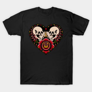 Soul Mates Skull Love Traditional Tattoo T-Shirt